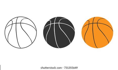 Vector Basketball icon isolated on white background. Set basketball balls