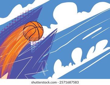 Vector basketball on blue bakcground. illustration. sports flyer