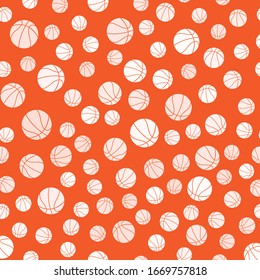 patrón vectorial de baloncesto. Un patrón deportivo con bolas sobre fondo naranja 