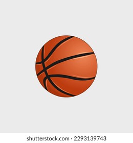 vector basketball perfectly round shape, with highlights and shadows, colored orange on a white background, showing only the basketball