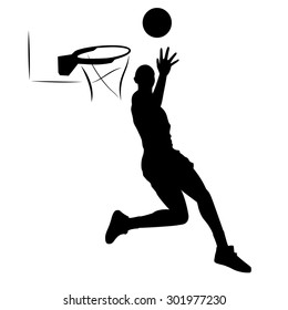 vector basketball player . black silhouette on white background