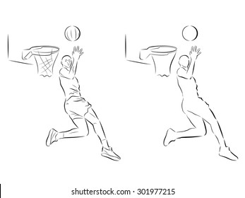 vector basketball player . black and white sketch