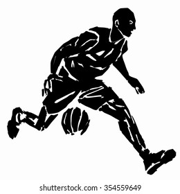 Vector Basketball Player Black White Isolated Stock Vector (Royalty ...