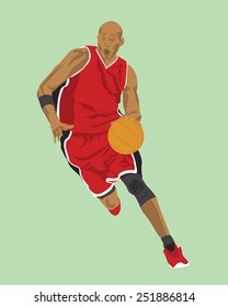 Vector basketball player runs with the ball