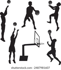 Vector Basketball player silhouette set