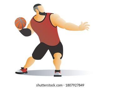 Vector of basketball player who is guarding the ball from the opponent. 3d vector. 3d Illustration on white background