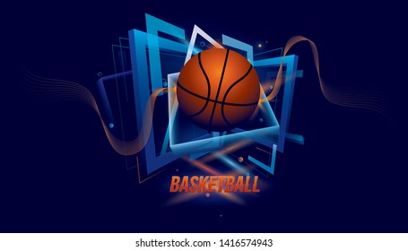 Vector basketball sport. Abstract futuristic sports background. 