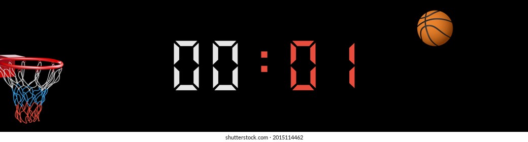 Vector basketball throw at the last second of the game. Basketball countdown.