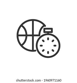 Vector basketball time line icon. Symbol in trendy outline style. Vector illustration isolated on a white background. 