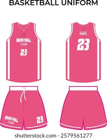 Vector basketball uniform of a sports. Sleeveless tank top with round neck, vector illustration. Sports shorts with pockets, vector sketch. Template shorts and tank top