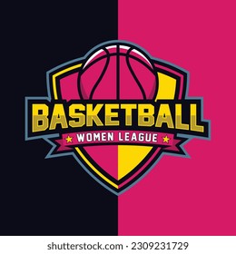 vector basketball women league editable vector template, sports league, basketball logo design