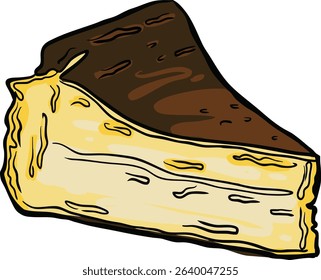 vector of basque cheese cake illustration colorful
