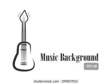 Vector : Bass guitar on white background