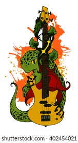 Vector bass guitar print