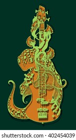 Vector bass guitar print