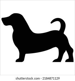 Vector Basset hound dog breed silhouette isolated on white background