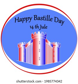 Vector Bastille Day greeting card