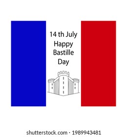 Vector Bastille Day greeting card