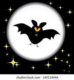 vector bat against the starry sky and the moon