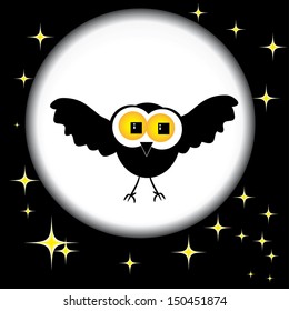 vector bat against the starry sky and the moon
