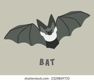 Vector Bat. Clipart animal. Ilustración plana