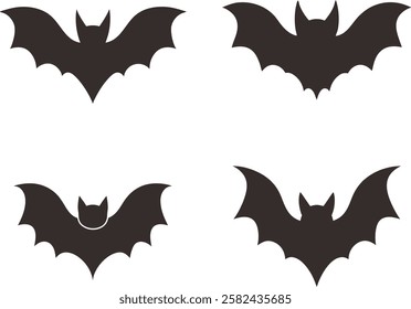 Vector bat animals, Halloween bats collection, Holiday bat silhouette, Bats vector art