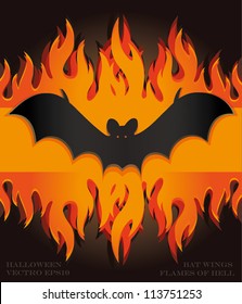 vector bat flames fire card halloween menu template