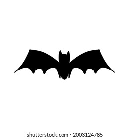 Vector bat Halloween icon.  Black and white line drawing. Spooky theme symbol, perfect for party decorations, scary gifts, and wrapping paper.