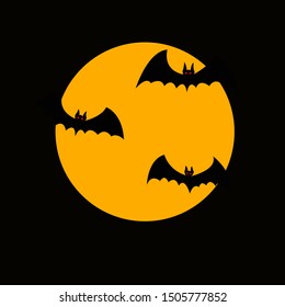 Vector of bat on the full moon in black background.