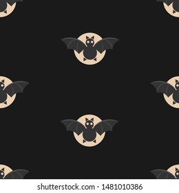 Vector bat pattern on black background. Halloween design.