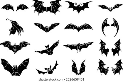 Vector Bat silhouette and wing for T-Shirt and logo design.