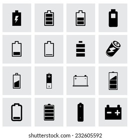 Vector batery icon set on grey background