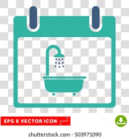 Vector Bath Calendar Day EPS vector pictogram. Illustration style is flat iconic bicolor cobalt and cyan symbol on a transparent background.