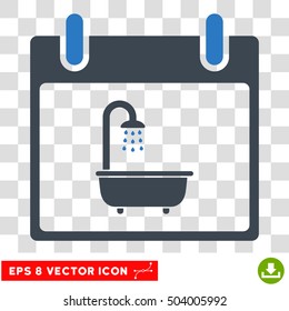 Vector Bath Calendar Day EPS vector pictogram. Illustration style is flat iconic bicolor smooth blue symbol on a transparent background.