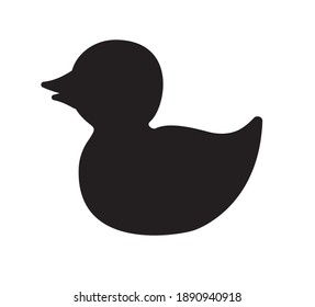 Silueta de juguete de pato de baño vectorial aislada en fondo blanco