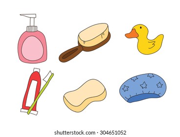 vector bathroom cartoon object freehand drawing