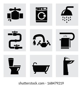 vector bathroom icon set