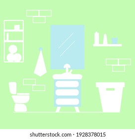 Vector bathroom interior in flat style. Toilet and sink.