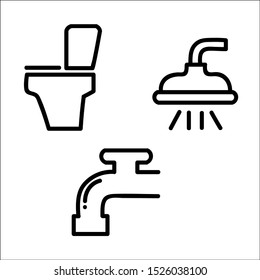 Vector Bathroom minimalistic line icon set.