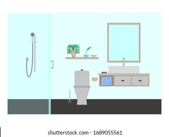 vector bathroom on light blue background