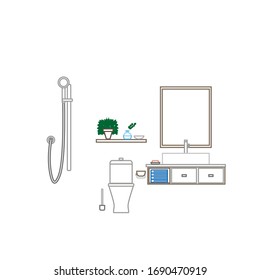 cuarto de baño vectorial sobre fondo blanco