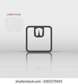 Vector bathroom scale weigher icon in flat style. Weigher sign illustration pictogram. Balance business concept.