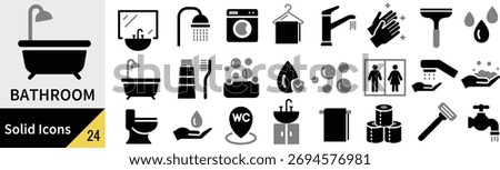 Vector Bathroom Silhouette Icon Set