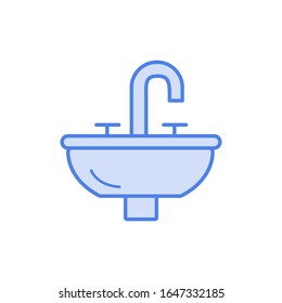 Vector bathroom sink unit filled outline icon isolated on white background