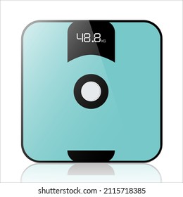 Vector bathroom weight scale icon red and square. Vector illustration