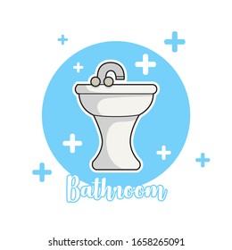 Vector Bathroom's Stuff Flat Design Icon Illustration