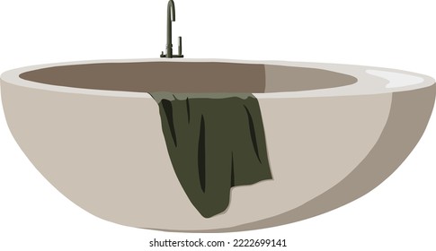 Vector bathtub with green towel
