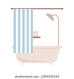 Bañera vectorial aislada de fondo blanco. Mobiliario de baño.