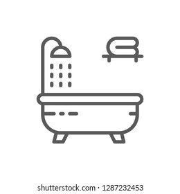 Vector bathtub line icon. Symbol and sign illustration design. Isolated on white background