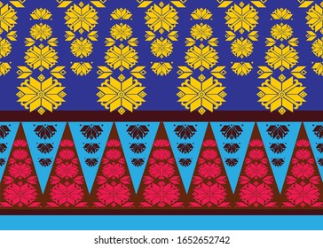 Vector Batik, Indonesian Songket Pattern with Florals